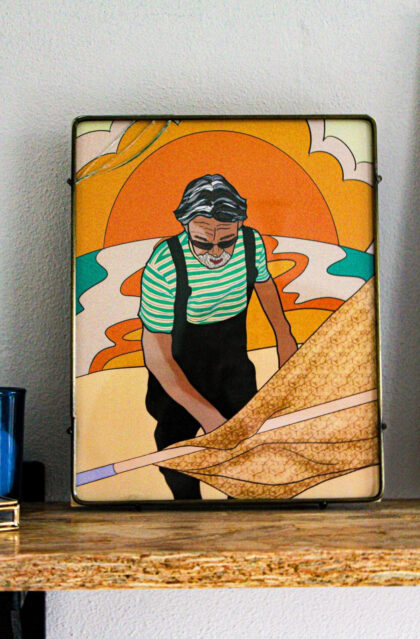 visser poster kleurrijk man