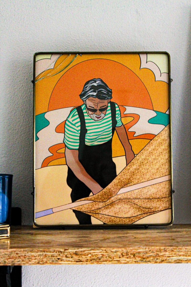 visser poster kleurrijk man